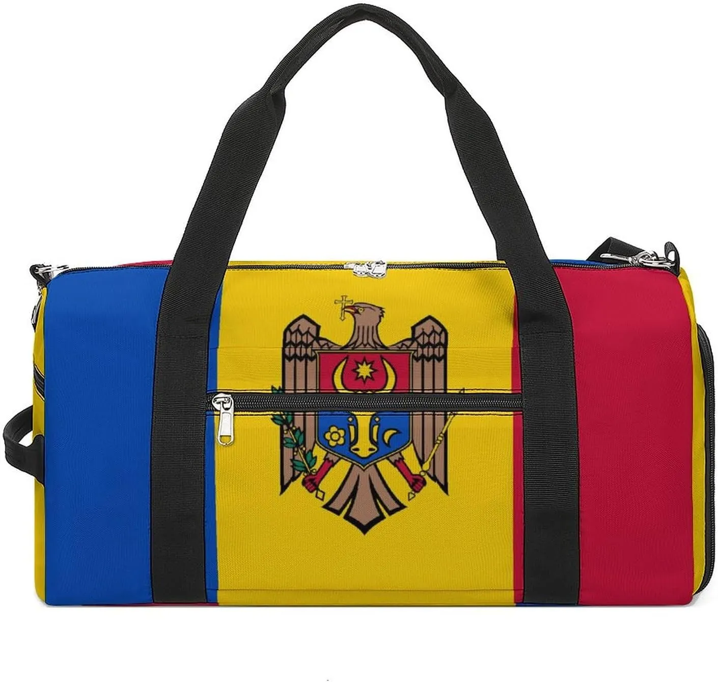 Moldova Flag Duffel Bag for Men Women with Shoe Compartment Weekender Tote
