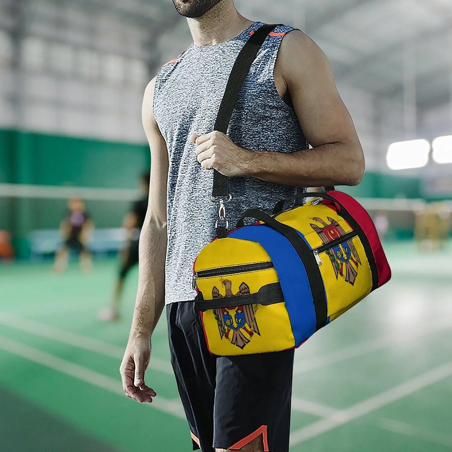 Moldova Flag Duffel Bag for Men Women with Shoe Compartment Weekender Tote