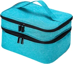 Nail Polish Storage Bag Portable Double-Layer Bag For Nail Polish Holds 30 Bottles Holder Storage Bag For Nail Varnish And Manicure Set(Blue)