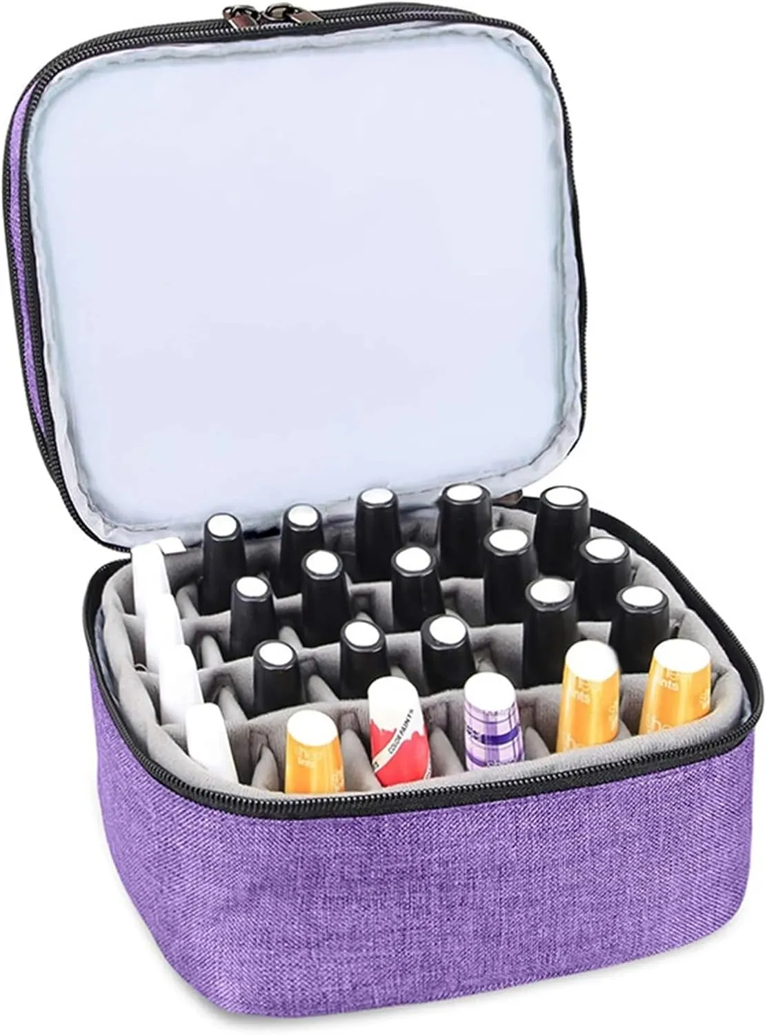 Nail Polish Storage Bag Portable Double-Layer Bag For Nail Polish Holds 30 Bottles Holder Storage Bag For Nail Varnish And Manicure Set(Blue)