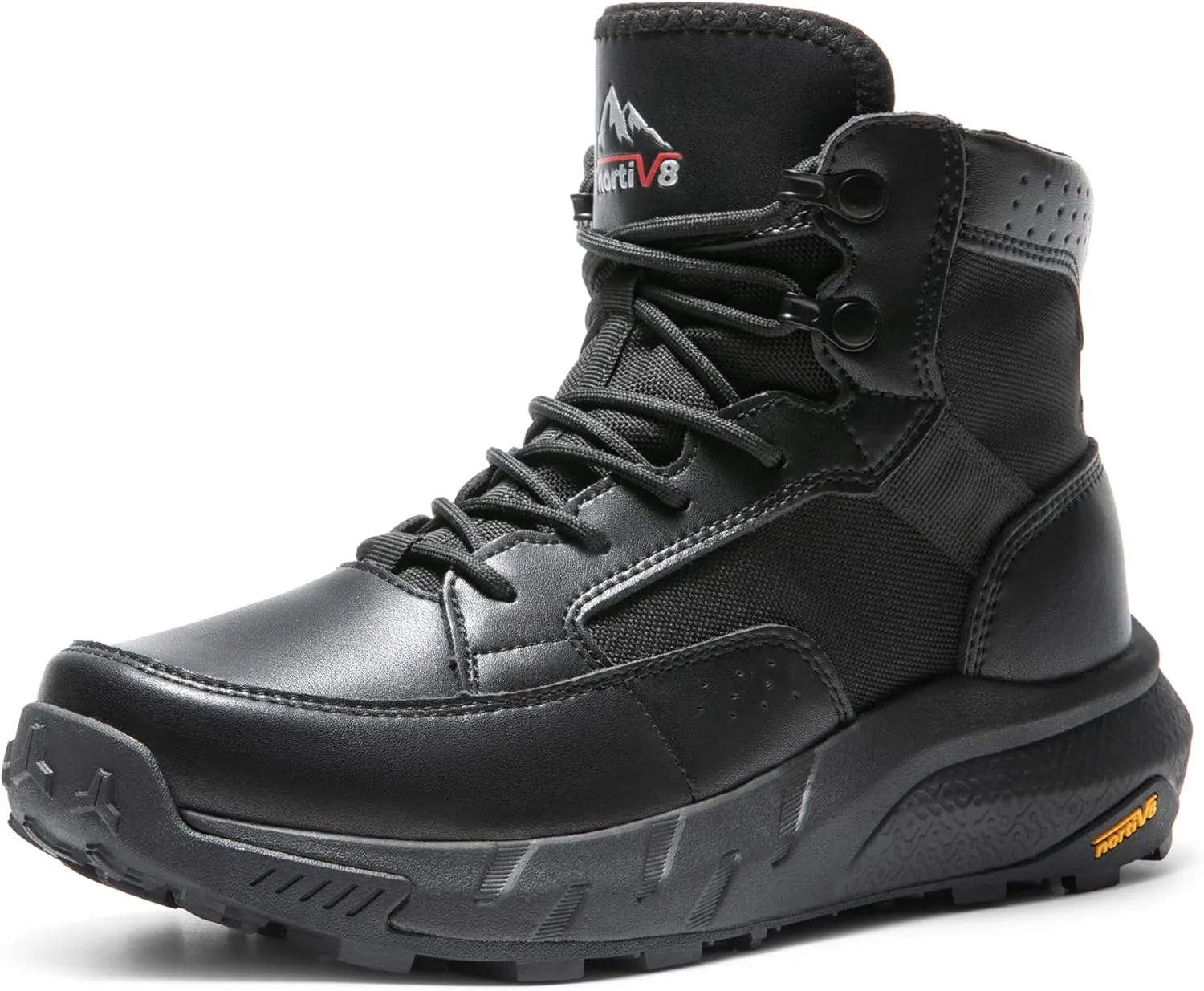 NORTIV 8 Men's Lightweight Casual Work Boots Leather Military Outdoor Hiking Motorcycle Combat Boots Commando