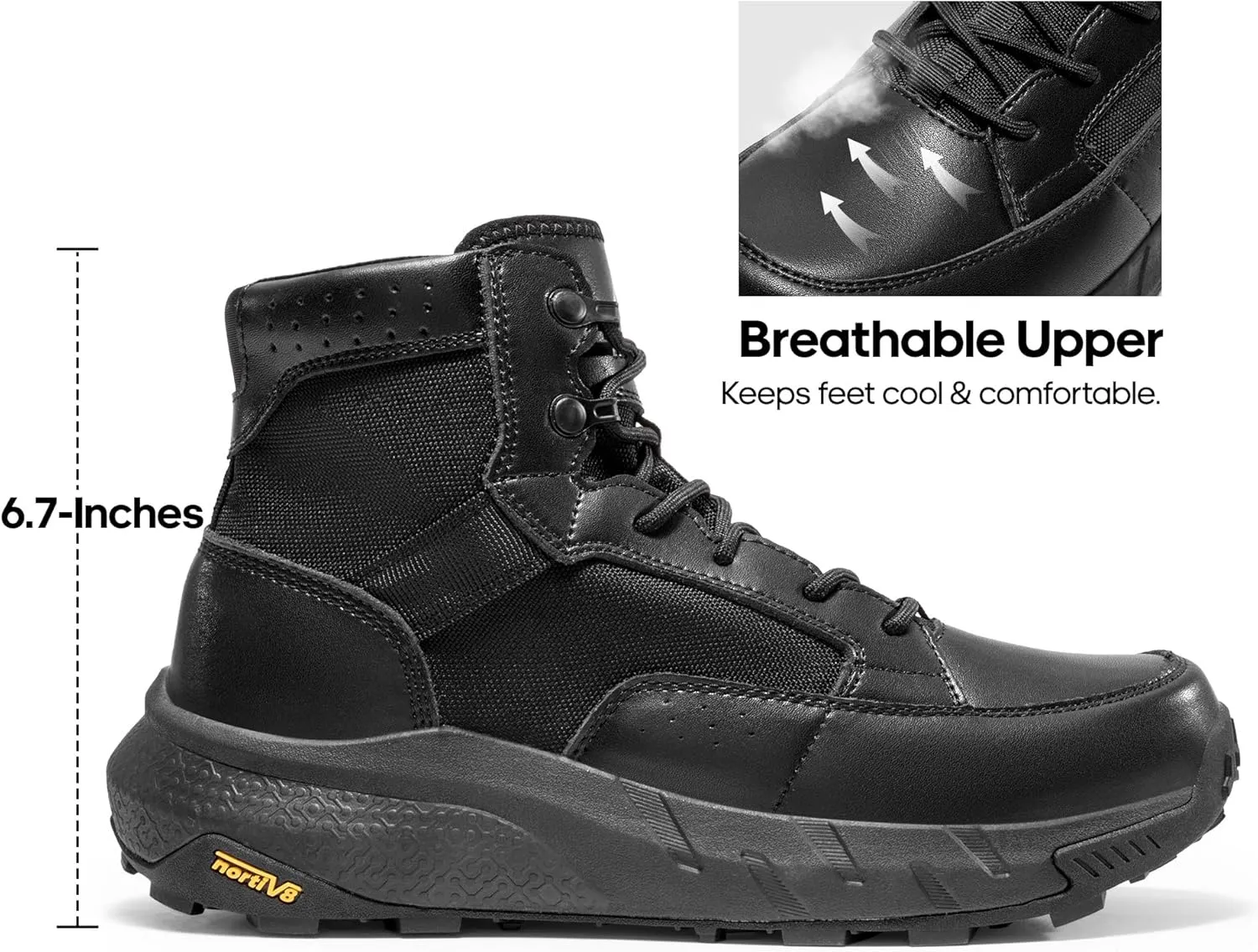 NORTIV 8 Men's Lightweight Casual Work Boots Leather Military Outdoor Hiking Motorcycle Combat Boots Commando