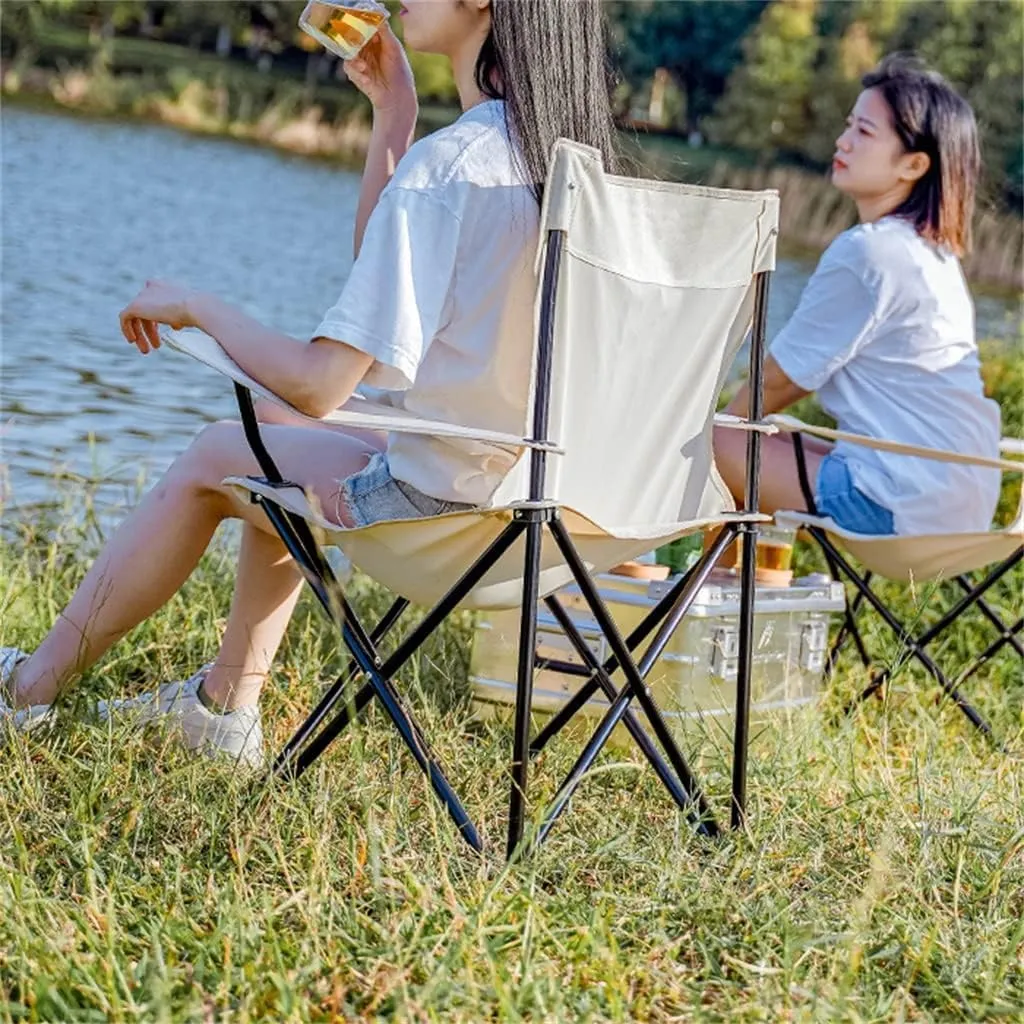 Outdoor Camp Chairs, Outdoor Folding Chair with Armrests Ultra Light Portable Camping Chair Back Recliner Leisure Chair Fishing Stool Lawn Chairs Adults