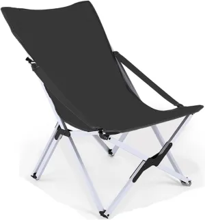 Outdoor Folding Chair, Portable Picnic Chair, Ultralight Fishing Stool, Beach Chair, Recliner, Camping Chair(Black,19.7inx20.9inx26.4in)