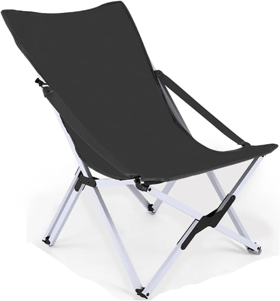Outdoor Folding Chair, Portable Picnic Chair, Ultralight Fishing Stool, Beach Chair, Recliner, Camping Chair(Black,19.7inx20.9inx26.4in)