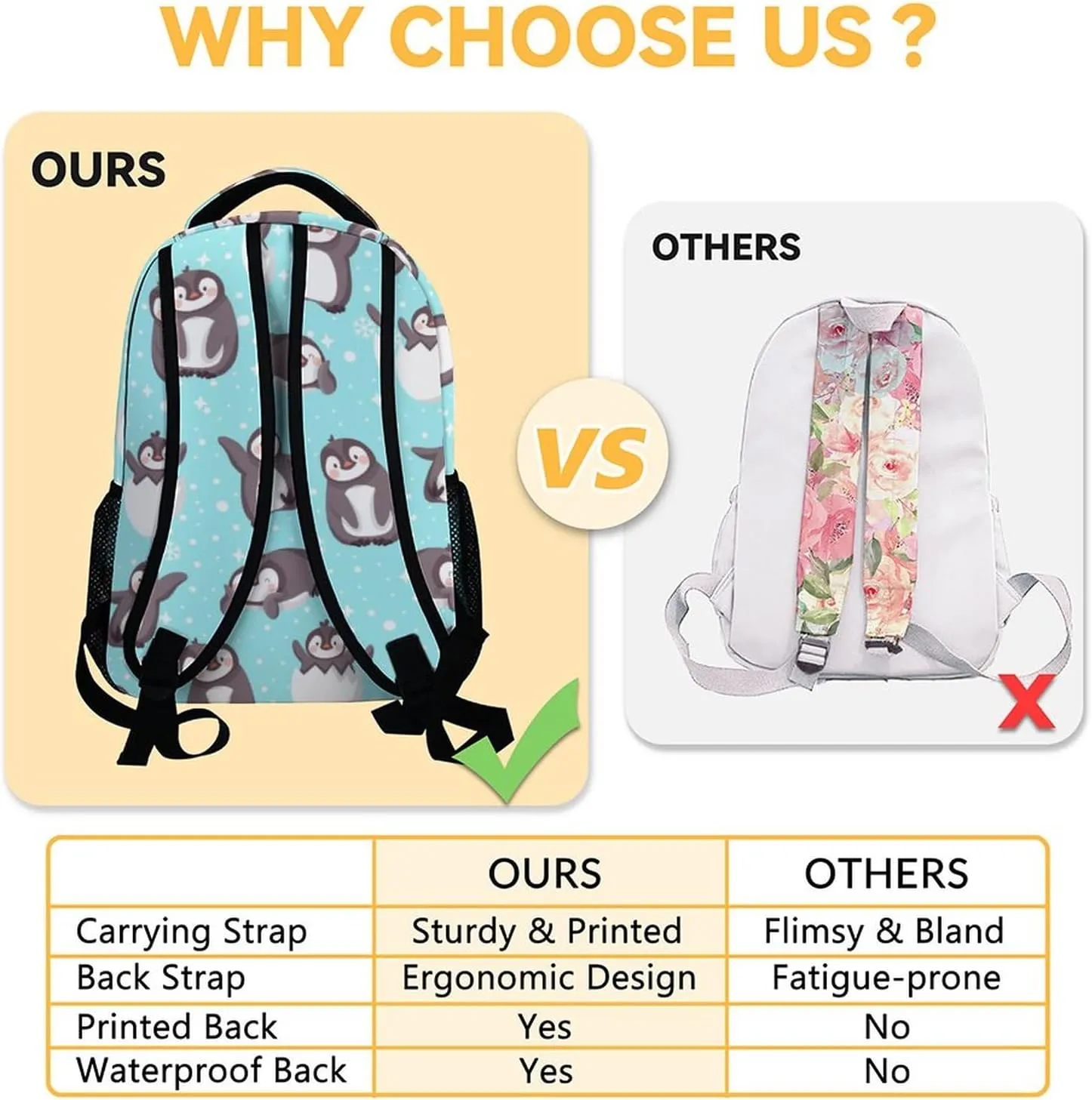 Personalized Penguin Backpack with Lunch Box and Pencil Case, 16 Inch Penguin Theme Bookbag with Adjustable Straps, Durable, Lightweight, Large Capacity, School Backpack for Girls Women