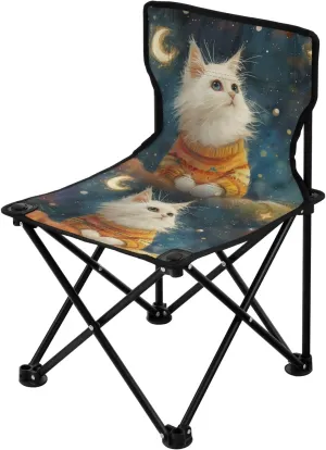 Portable Camping Folding Chairs Foldable Chair Small Cat Moon Lightweight Backpacking Outdoor Outside Fishing