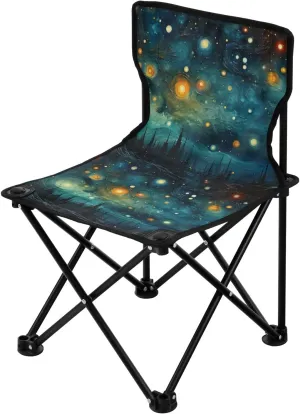 Portable Camping Folding Chairs Foldable Chair Small Galaxy Painting 14 Lightweight Backpacking Outdoor Outside Fishing