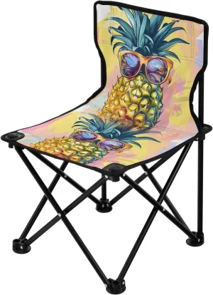Portable Camping Folding Chairs Foldable Chair Small Pipeapple with Glasses Lightweight Backpacking Outdoor Outside Fishing
