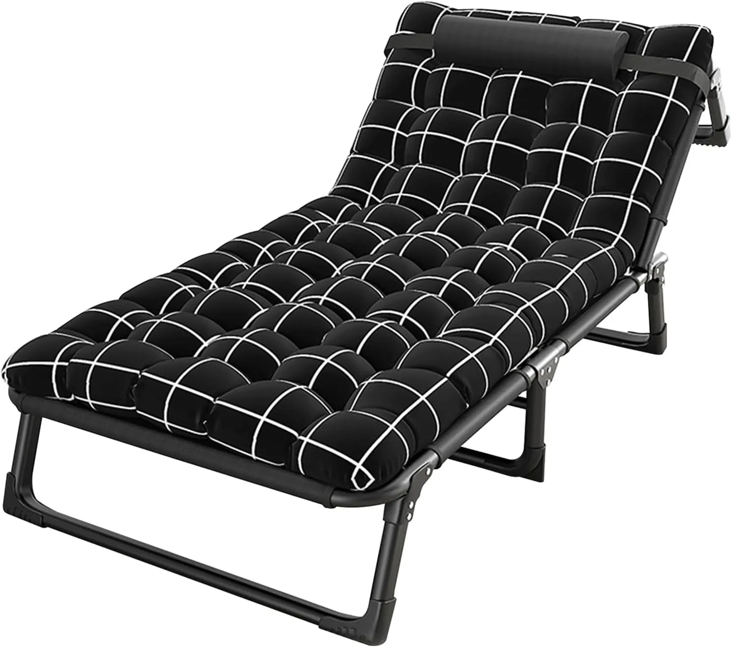 Portable Folding Camping Bed, 440Ibs Load Bearing 4-Speed Adjustable Folding Recliner Chair, Portable 3 Fold Design, Suitable for Home, Camping, Travelling, Office. 75cm