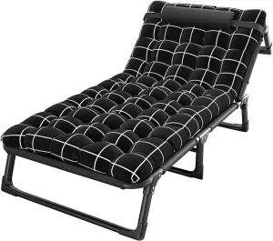 Portable Folding Camping Bed, 440Ibs Load Bearing 4-Speed Adjustable Folding Recliner Chair, Portable 3 Fold Design, Suitable for Home, Camping, Travelling, Office. 75cm
