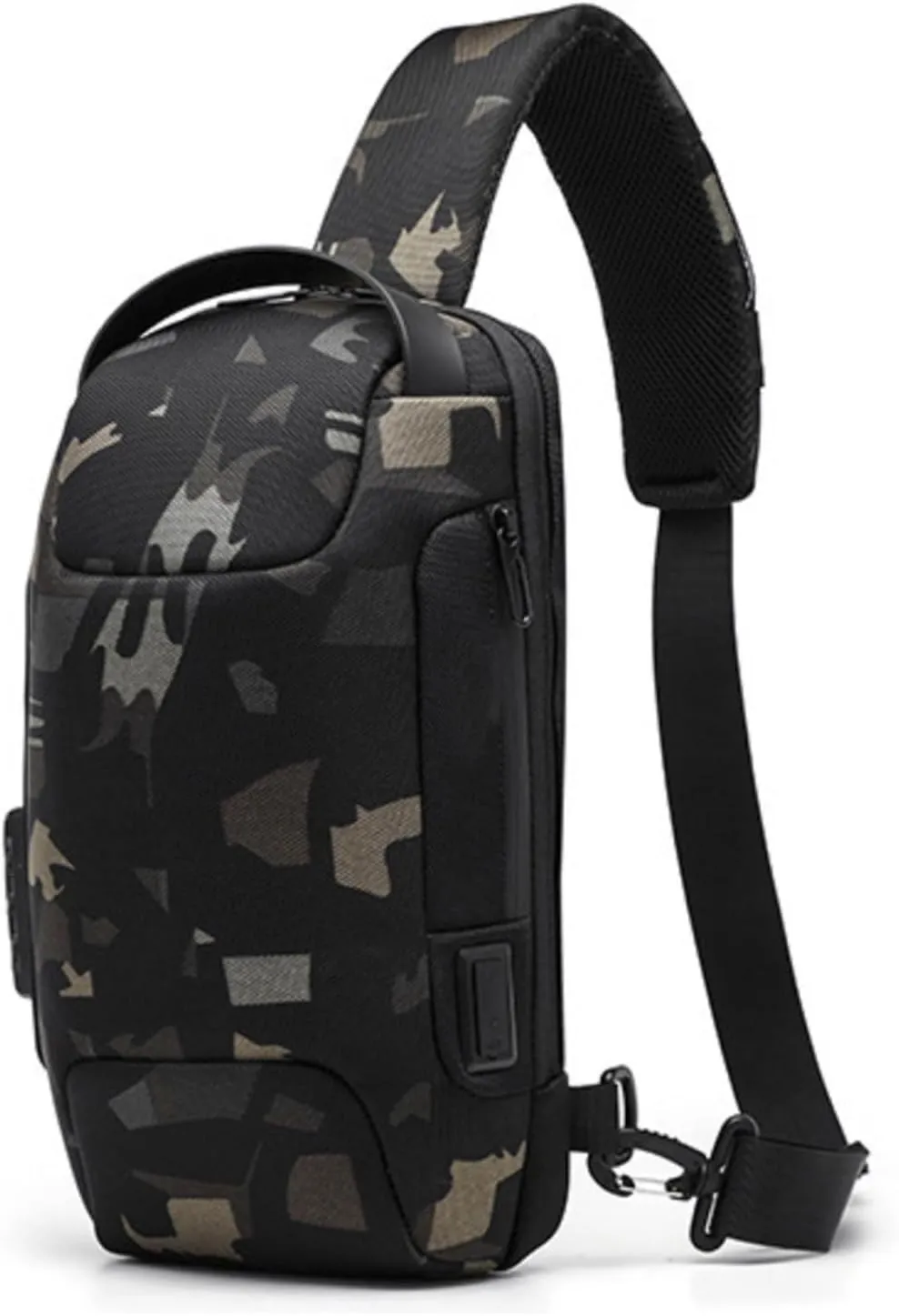 Portable Storage Bag Carry Case for ROG Ally/Steam Deck/Switch Handheld Game Console Daily Travel Crossbody/Shoulder Protective Bag with Anti-Theft Lock,USB Charging Port (Camouflage)