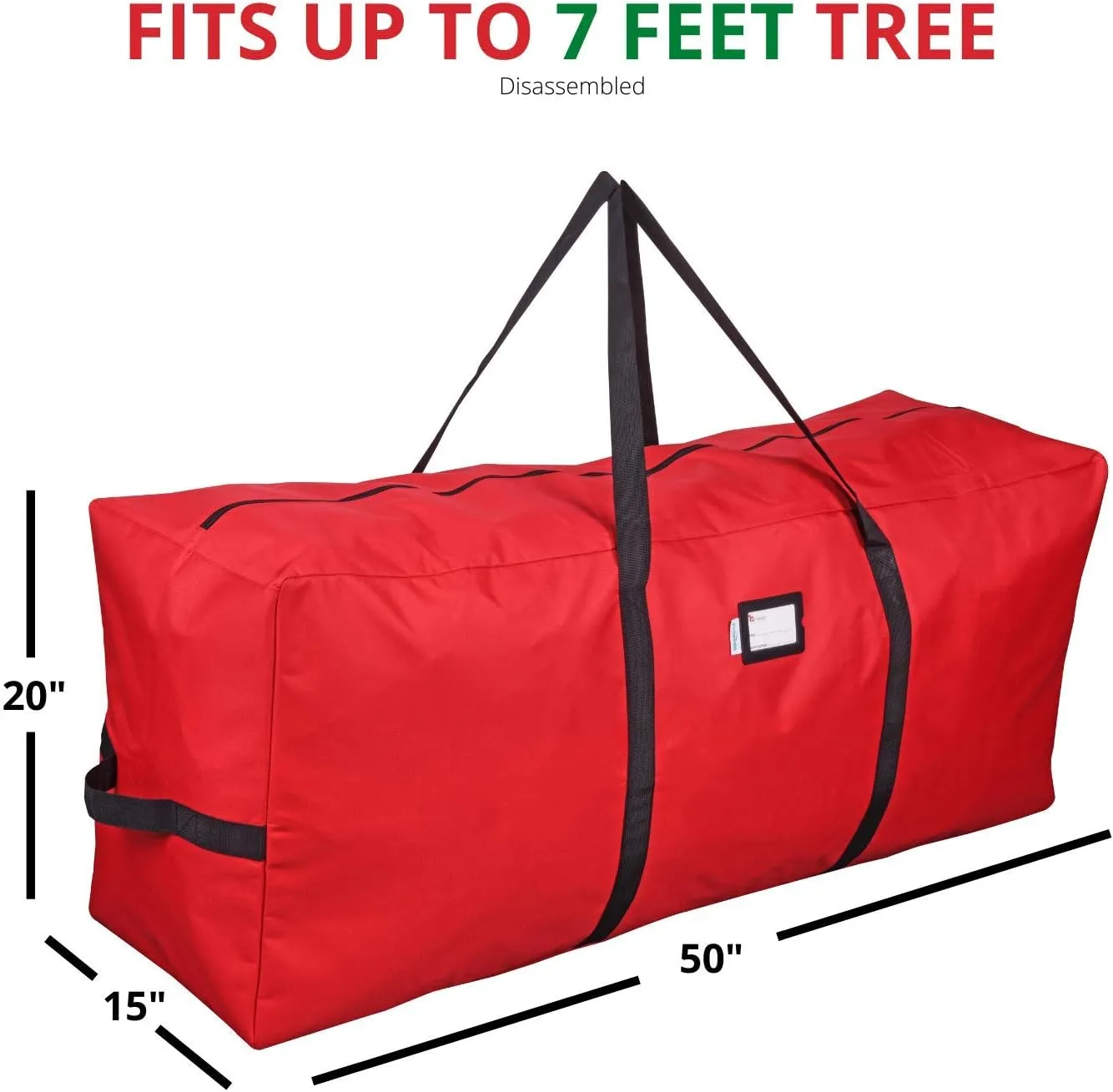Primode Christmas Tree Storage Bag | Fits Up to 7-8 Ft. Disassembled Holiday Tree | 50” x 15” x 20” Tree Storage Container | Durable 600D Oxford Material | Heavy Duty Xmas Storage Box (Red)