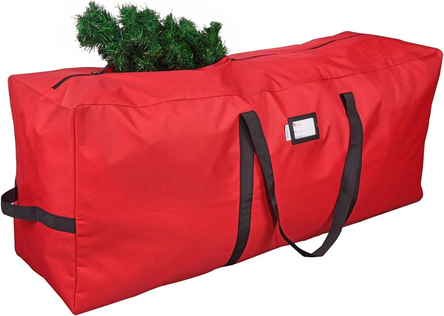 Primode Christmas Tree Storage Bag | Fits Up to 7-8 Ft. Disassembled Holiday Tree | 50” x 15” x 20” Tree Storage Container | Durable 600D Oxford Material | Heavy Duty Xmas Storage Box (Red)