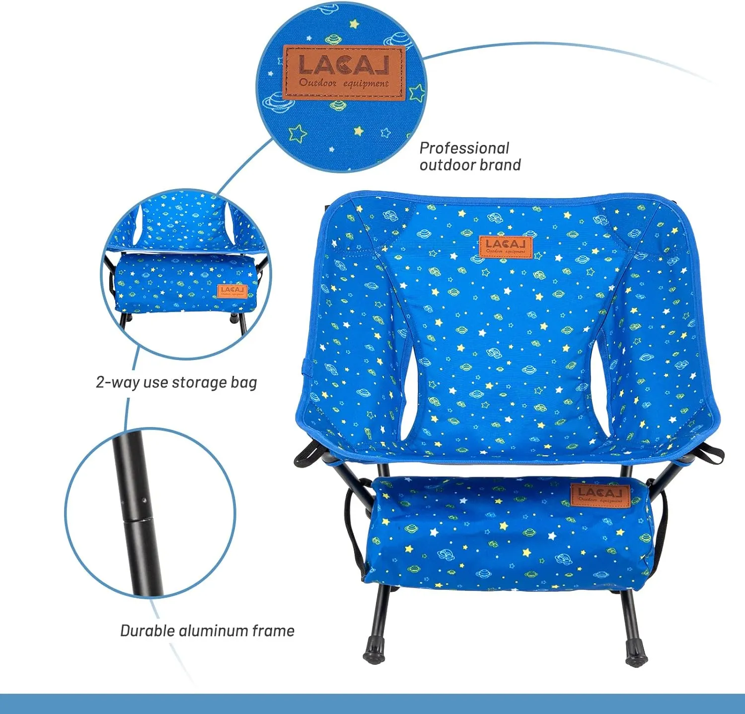 Protable Lightweight Chair for Youth, Compact Folding Size 12.6“×4.3", Only Weights 1.6lbs, 600D Oxford Fabric, Durable Aluminum Alloy Frame, Easy to Storage & Carry(Blue)