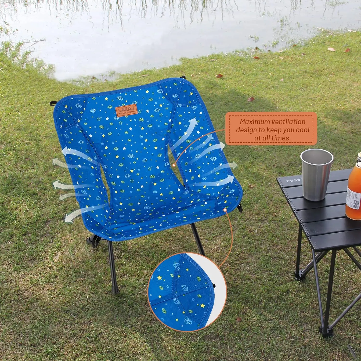 Protable Lightweight Chair for Youth, Compact Folding Size 12.6“×4.3", Only Weights 1.6lbs, 600D Oxford Fabric, Durable Aluminum Alloy Frame, Easy to Storage & Carry(Blue)
