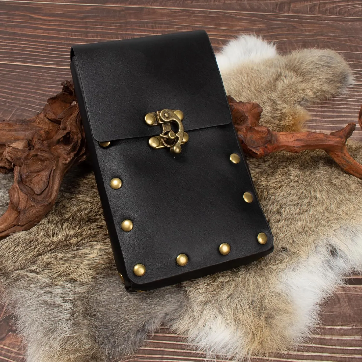 Renaissance Belt Pouch Coin Purse Skirt Hike Set Medieval Festival Costume Halloween Accessories Casual Fanny Pack Waist Bag (3Bottle-Black)