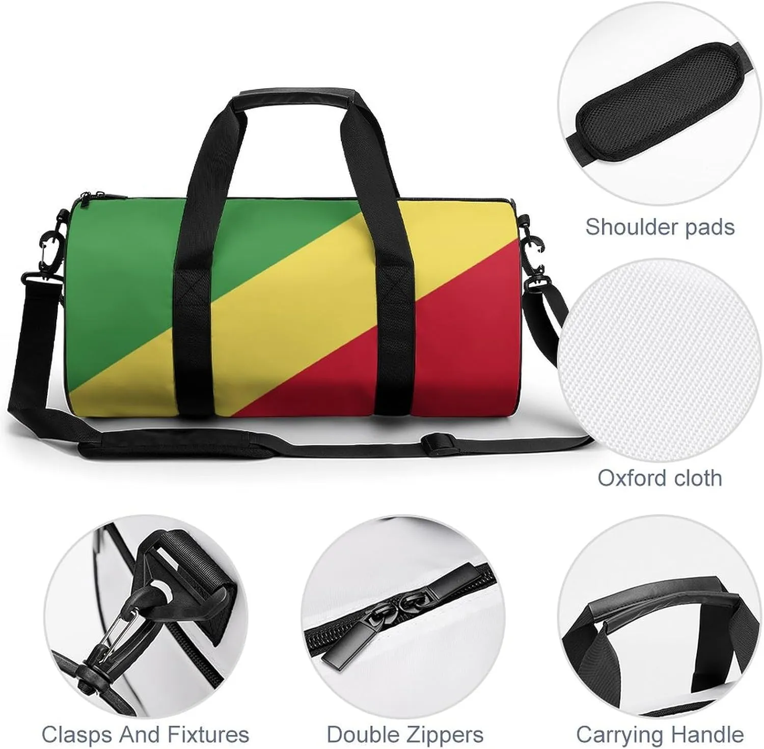 Republic Congo Flag Gym Bag for Men Women with Dry Wet Separation Sports Travel Duffel