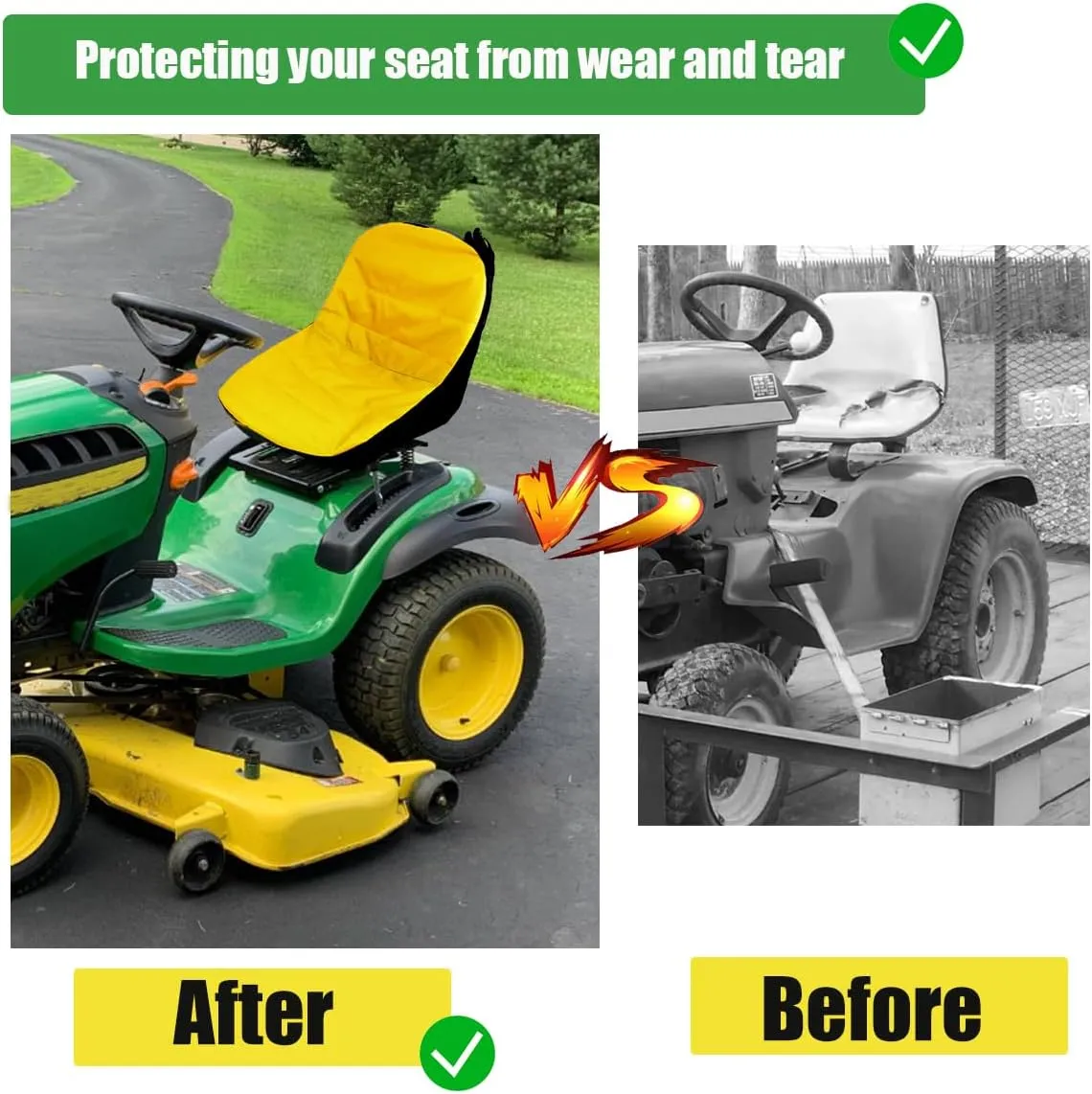 Riding Lawn Mower Seat Cover Compatible with John Deere,Tractor Seat Cover Compatible with Cub Cadet,for Craftsman,Mower Seat Cushion (Medium)