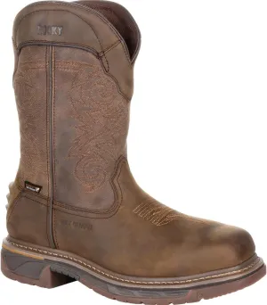 ROCKY Square Toe Internal Met Guard Western Boot with TPU Heel Counter, Distressed Brown, Size 11.5(W)