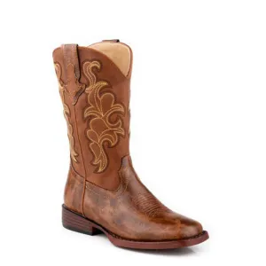 Roper Big Kids Quills Cognac Ostrich Print 09-119-1900-3620
