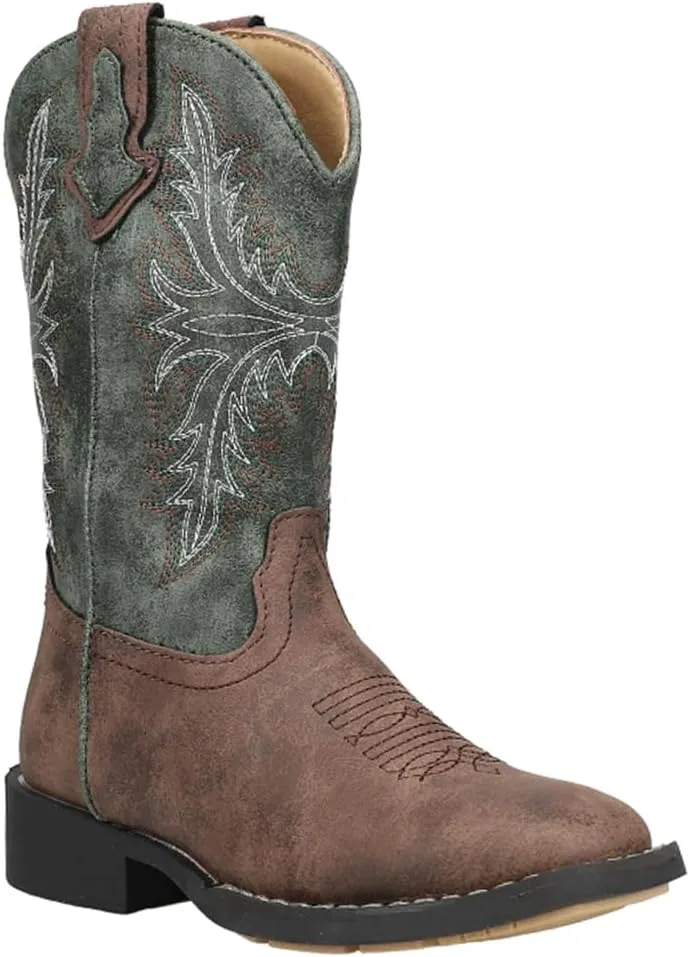ROPER Kids Boys Jed Square Toe Casual Boots Mid Calf - Brown, Green