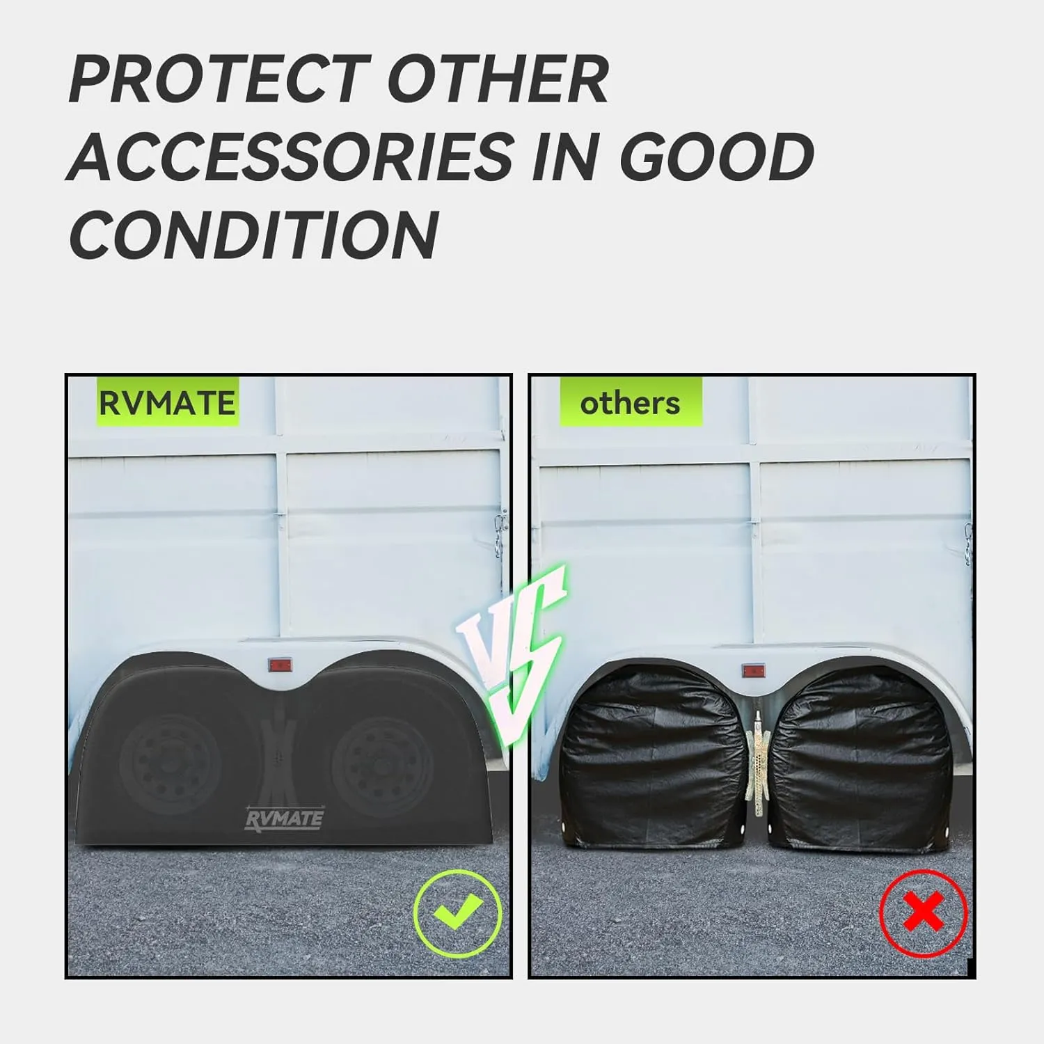 RVMATE RV Tire Covers, Dual Axle Wheel Cover (2 Pack) Fits 30''-33'' Diameter Tires, Waterproof Anti-UV 600D Oxford Black Covers Accessories for RV/Truck/Trailer