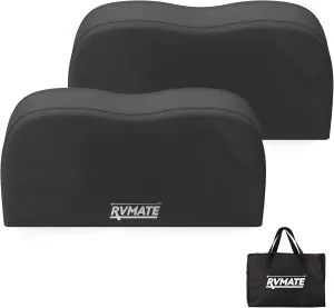 RVMATE RV Tire Covers, Dual Axle Wheel Cover (2 Pack) Fits 30''-33'' Diameter Tires, Waterproof Anti-UV 600D Oxford Black Covers Accessories for RV/Truck/Trailer