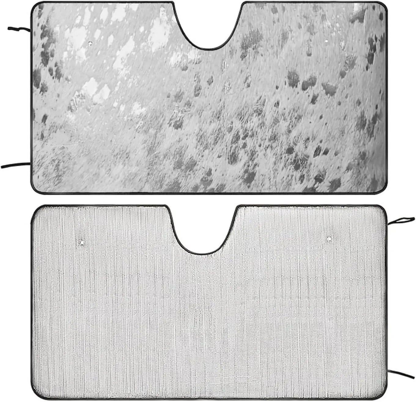 Silver Gray Cowhide Print Metallic Oxford Cloth Material for Car Windshield Sunshade Covers is Suitable for All Cars 55"x30"