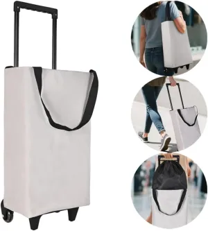 Small Collapsible Shopping Cart,Shopping Cart with Wheels,Folding Portable Bag,Waterproof Rolling Bag,Trolley Tote Stair Climbing for Traveling,Gift for Women (Grey,Expandable Bag)