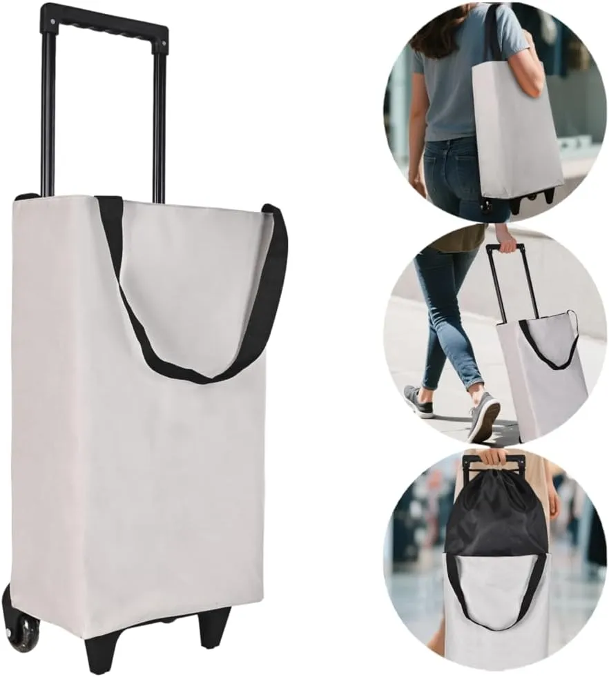 Small Collapsible Shopping Cart,Shopping Cart with Wheels,Folding Portable Bag,Waterproof Rolling Bag,Trolley Tote Stair Climbing for Traveling,Gift for Women (Grey,Expandable Bag)
