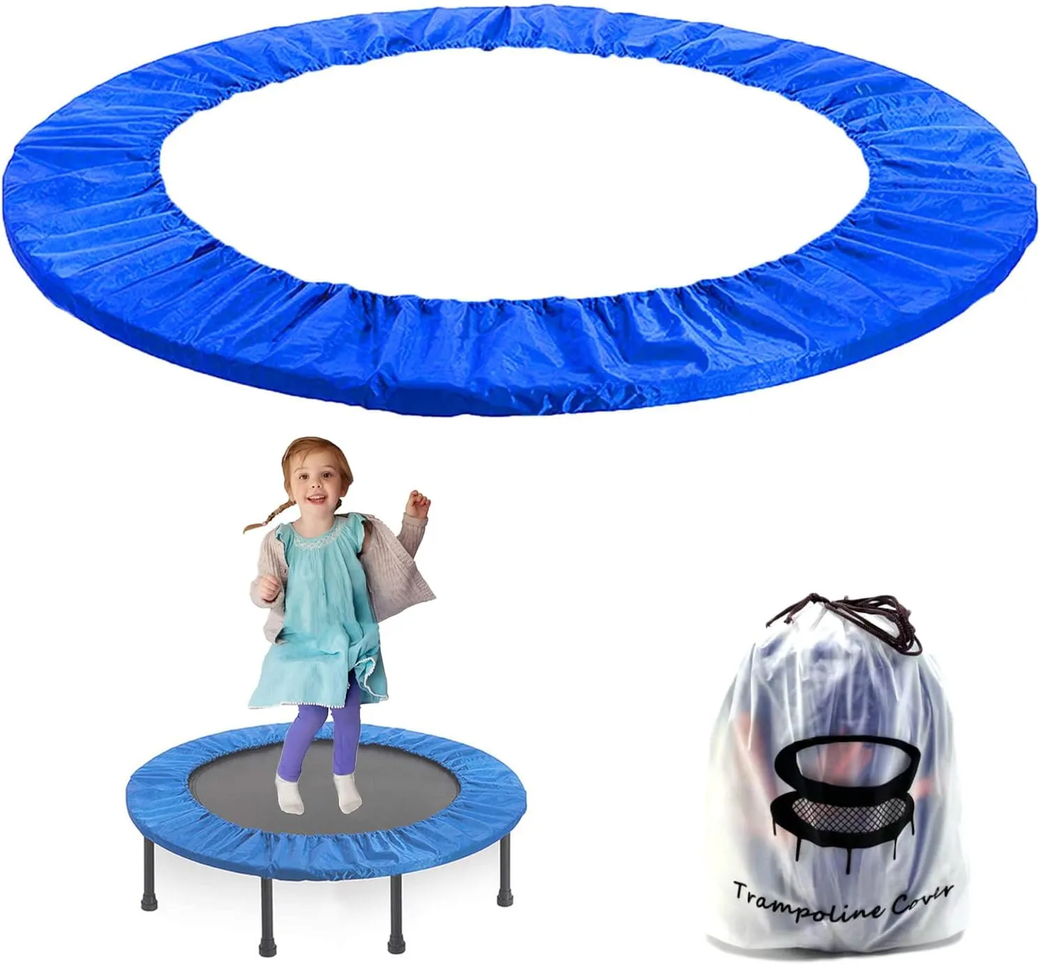 Small Trampoline Spring Cover 38 Inch Replacement Safety Pad for Mini Trampoline 3 Layer Protect Tear-Resistant Oxford Cloth Easy to Install Replacement for Home, Gym - Multiple Colour