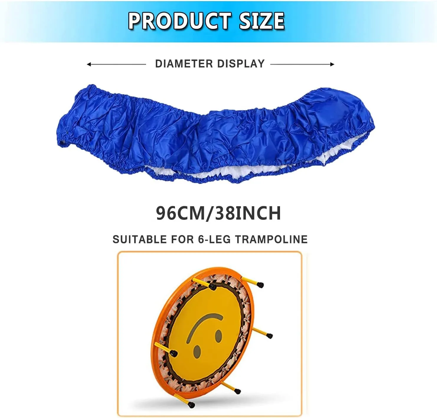 Small Trampoline Spring Cover 38 Inch Replacement Safety Pad for Mini Trampoline 3 Layer Protect Tear-Resistant Oxford Cloth Easy to Install Replacement for Home, Gym - Multiple Colour