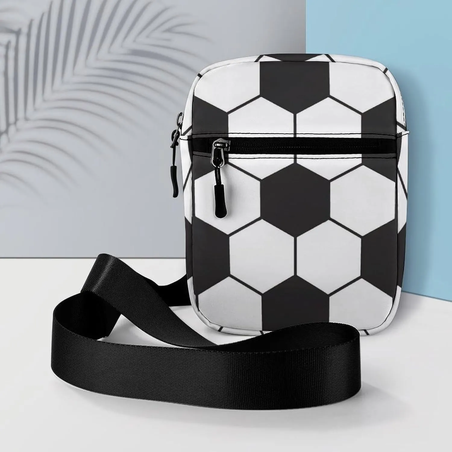 Soccer Ball White And Black Detachable Shoulder Strap Small Shoulder Bag Unisex