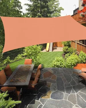 Sun Shade Sails Canopy Orange Red Waterproof Rectangle Sail Shade 14'x18' Outdoor UV Block Shade Sail for Patio Deck Backyard Garden Pergola Pools