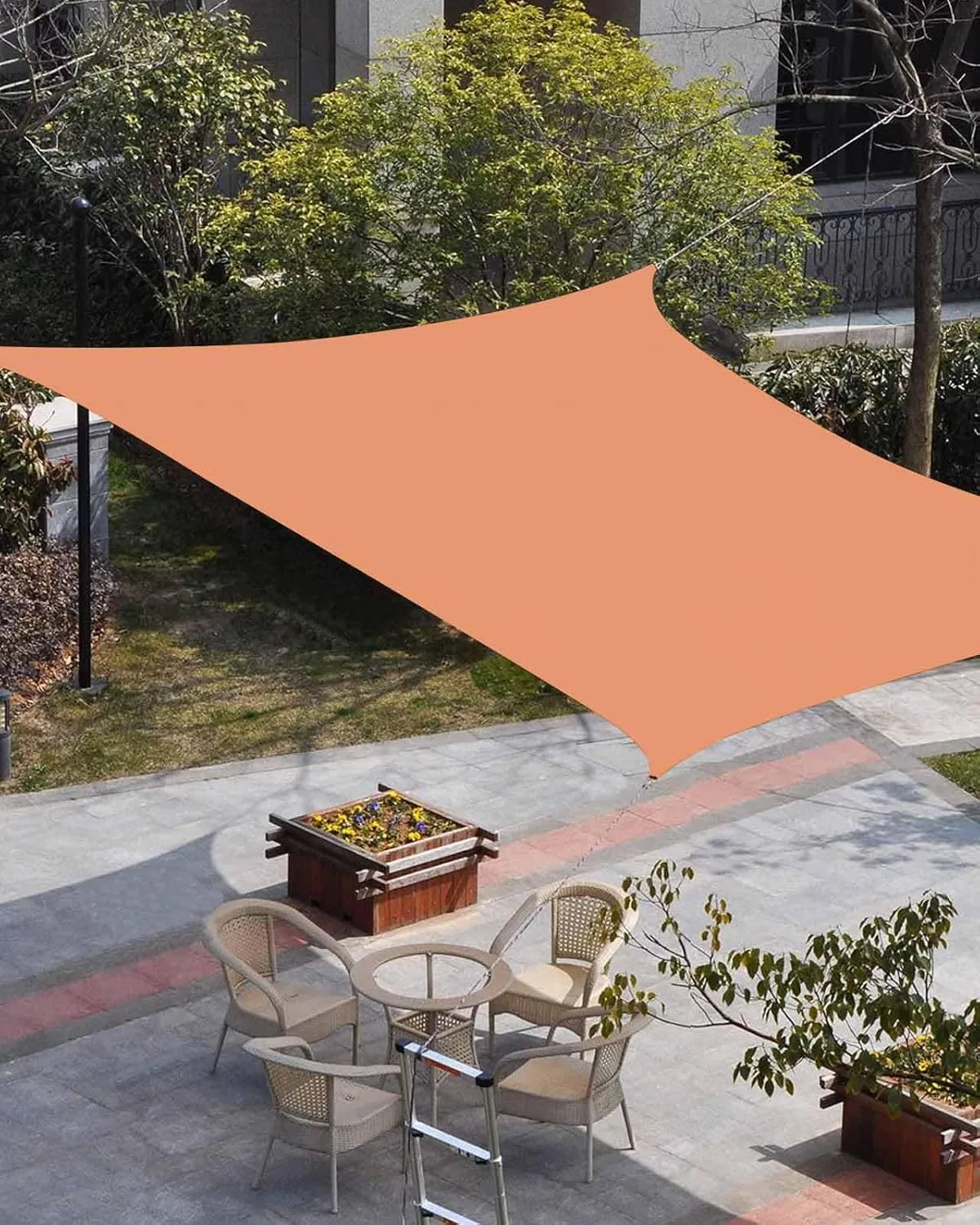 Sun Shade Sails Canopy Orange Red Waterproof Rectangle Sail Shade 14'x18' Outdoor UV Block Shade Sail for Patio Deck Backyard Garden Pergola Pools