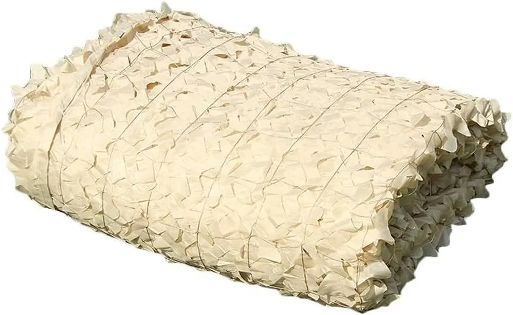 Sunscreen Camouflage Net Beige Camo Netting Hunting Shooting Hide Net Military Mesh Awnings, UV Protected Garden Mesh Shade Sail (Size : 10 * 10M(32.8 * 32.8ft))