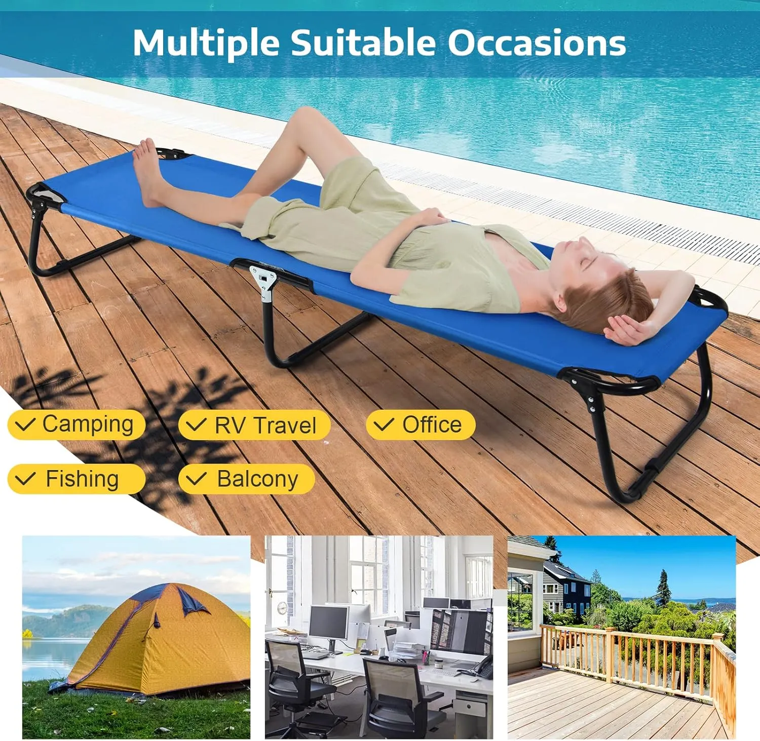 Tangkula Set of 2 Folding Camping Cot, Portable Camping Bed with Steel Frame, Elevated Travel Military Portable Cots Bed for Adults Kids, Indoor Outdoor Foldable Sleeping Cot for Nap, Beach, Hiking