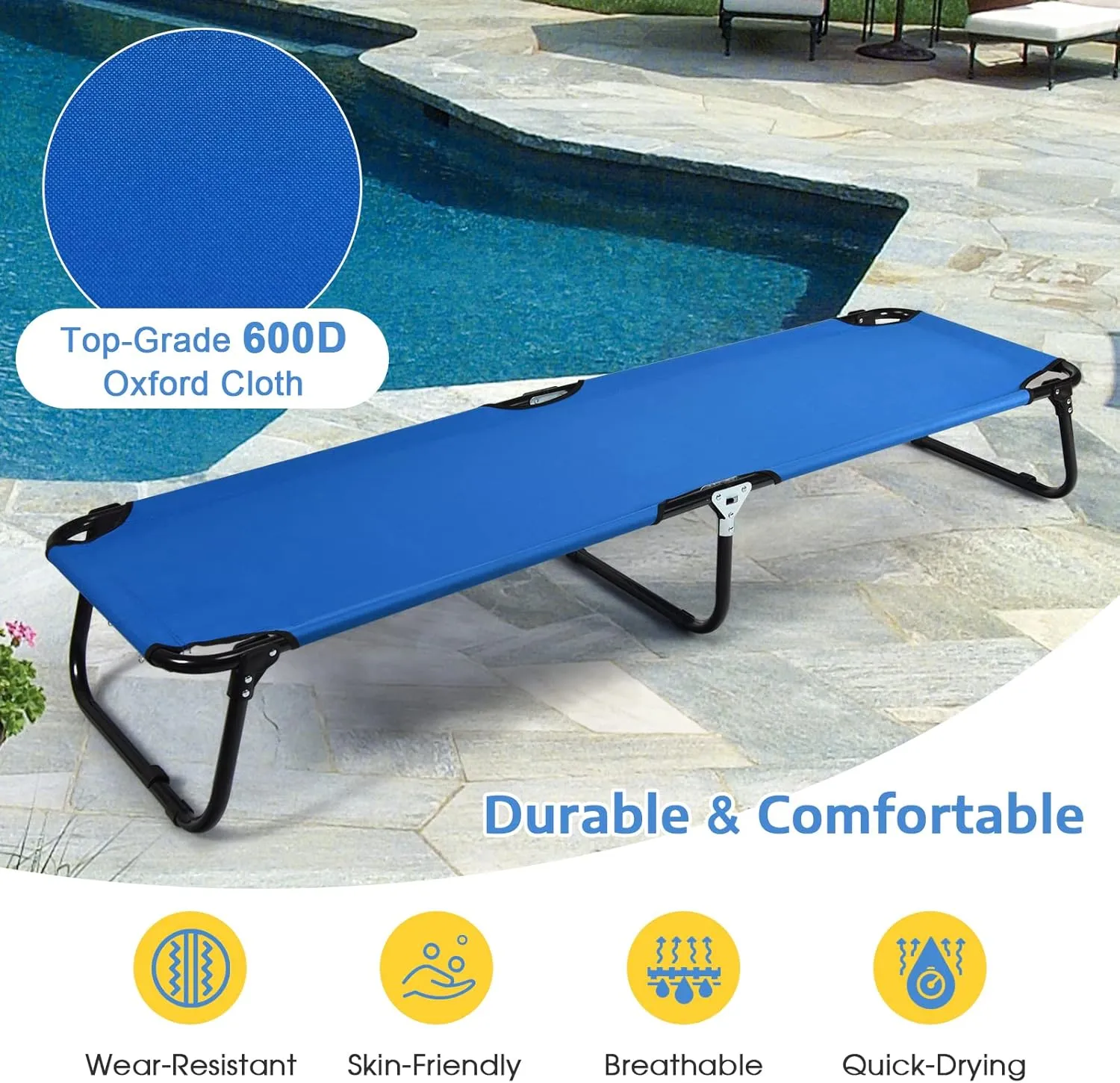 Tangkula Set of 2 Folding Camping Cot, Portable Camping Bed with Steel Frame, Elevated Travel Military Portable Cots Bed for Adults Kids, Indoor Outdoor Foldable Sleeping Cot for Nap, Beach, Hiking