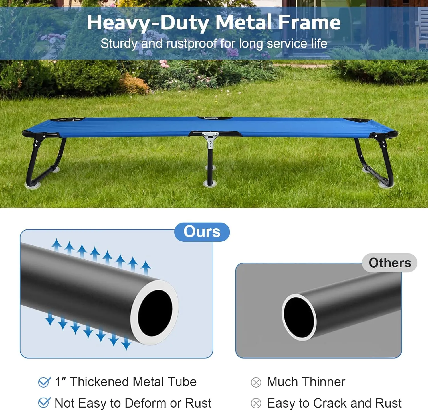 Tangkula Set of 2 Folding Camping Cot, Portable Camping Bed with Steel Frame, Elevated Travel Military Portable Cots Bed for Adults Kids, Indoor Outdoor Foldable Sleeping Cot for Nap, Beach, Hiking