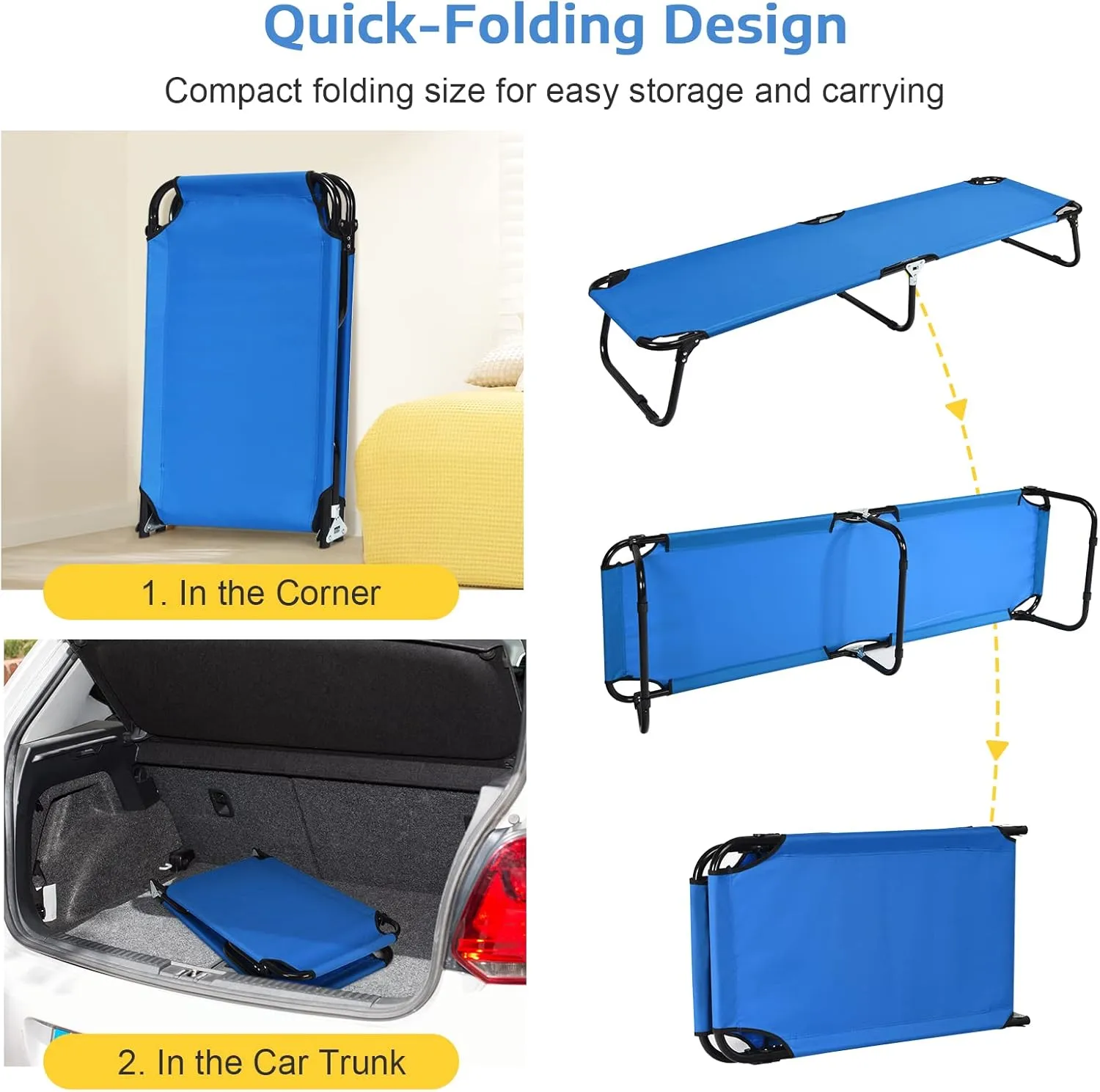 Tangkula Set of 2 Folding Camping Cot, Portable Camping Bed with Steel Frame, Elevated Travel Military Portable Cots Bed for Adults Kids, Indoor Outdoor Foldable Sleeping Cot for Nap, Beach, Hiking