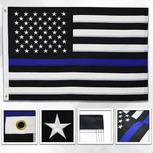 Thin Blue Line USA Embroidered Flag 2x3ft