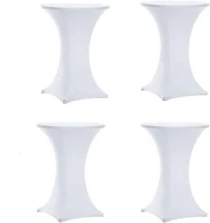Tina's 4 Pack Spandex Cocktail Table Covers White 30x42 Inch, Fitted Stretch Cocktail Tablecloth for Round Tables (4PC 30X42 White)