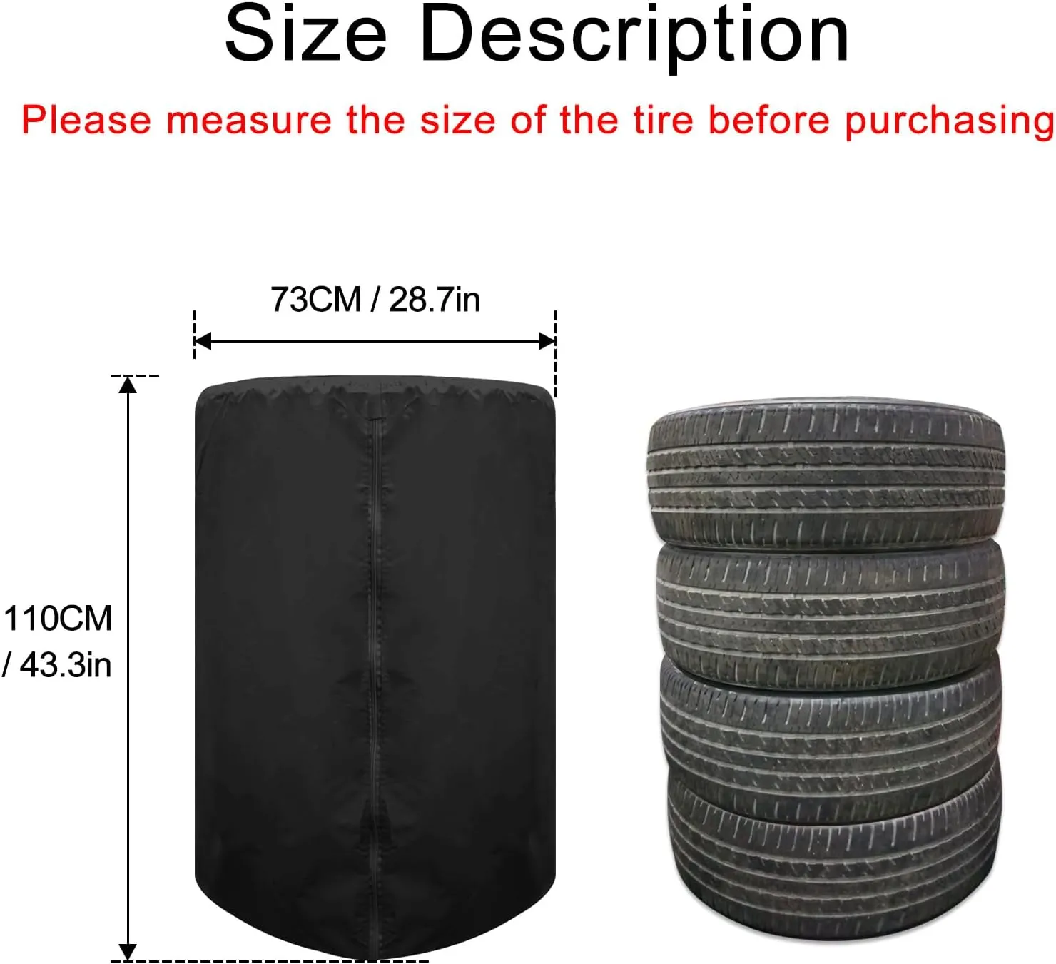 Tire Storage Bag Large Spare Tire Cover,Tire Bag Waterproof Dust-Proof Tire Wheel Protector for RV,Jeep Trucks, SUV, Trailer,Fit 28 Inch Tire Diameter