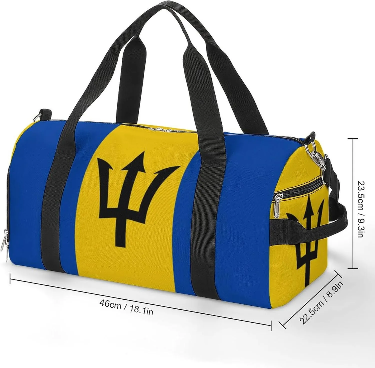 Travel Gym Bag with Barbados Flag for Men Women Weekender Shoe Compartment