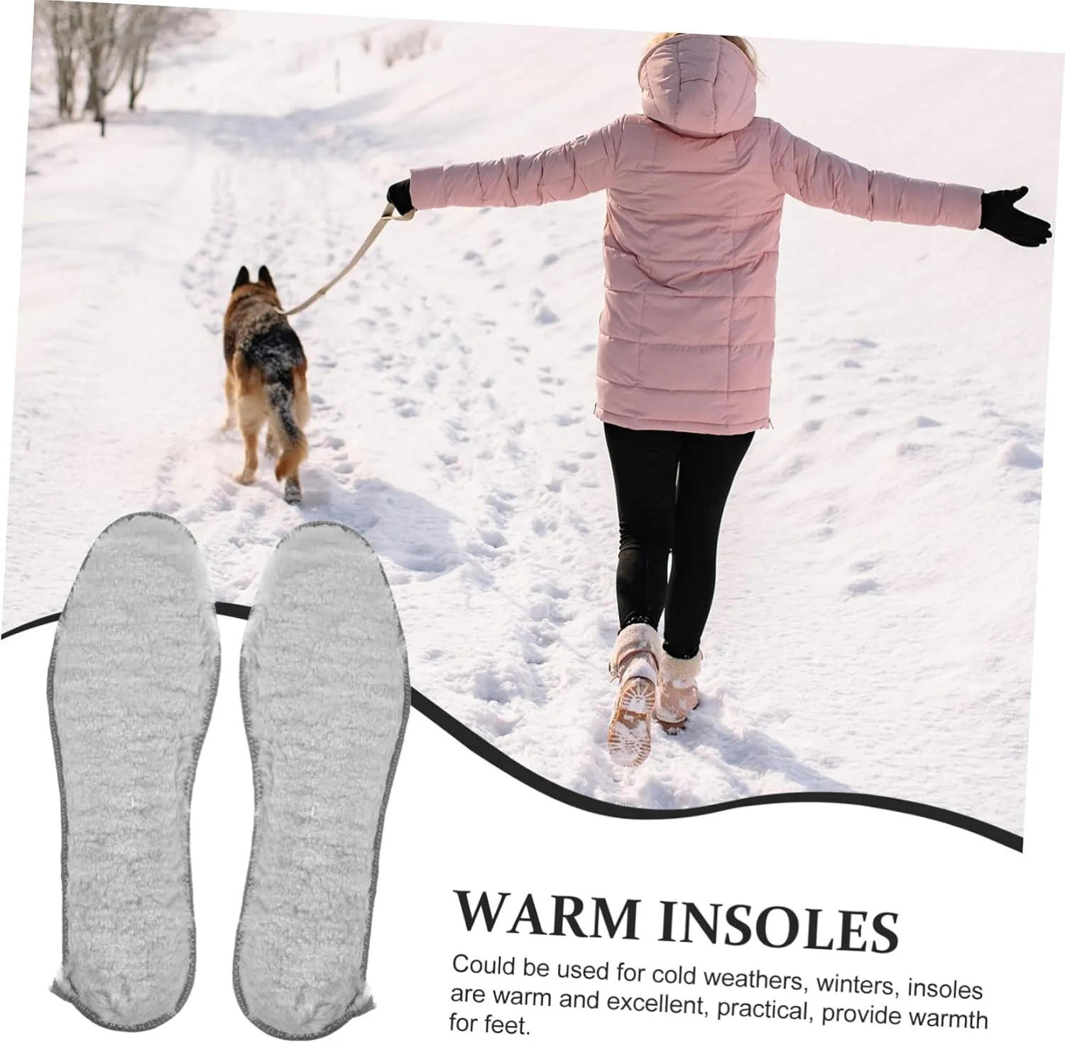 VALICLUD 4 Pairs Winter Thermal Insoles for Women Thickened Plush Boot Liners Cushioned Fluffy Shoe Inserts with Non Slip Bottom Cozy Warm Shoe Pads for Cold Weather