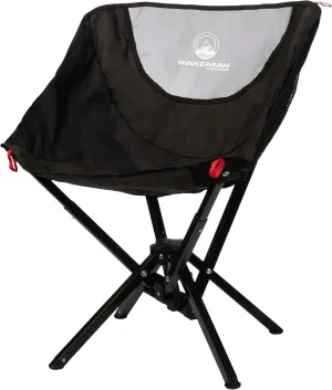Wakeman Portable Camping Chair - Compact and Foldable Chair - Lightweight Backpacking Chair with Carrying Bag - Backpacking Gear Outdoors (Black)
