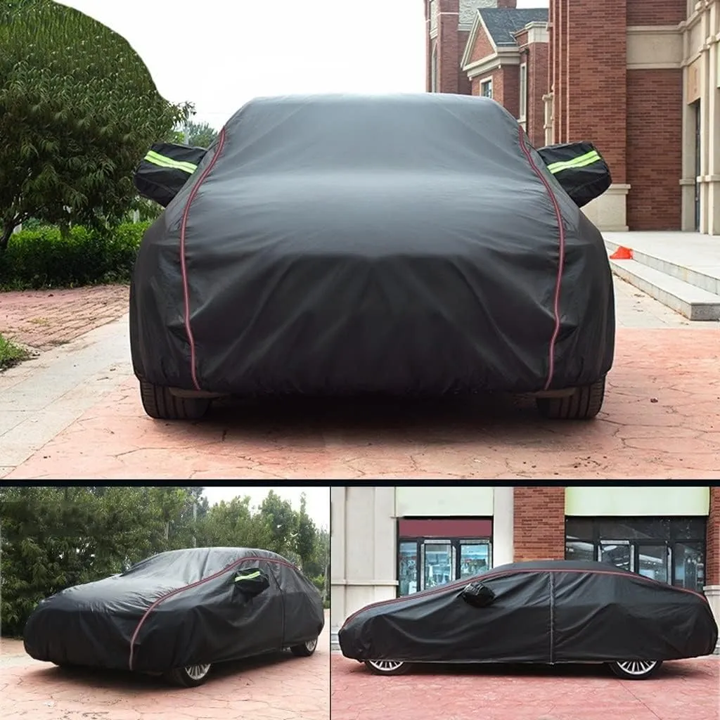 WOLWES Car Cover are Suitable for BMW M760e xDrive Limousine All-Weather Windproof, Snowproof, Rainproof, UV-Protected and Breathable All-Season Universal with Side Door Zip Oxford Cloth Car Cover (C