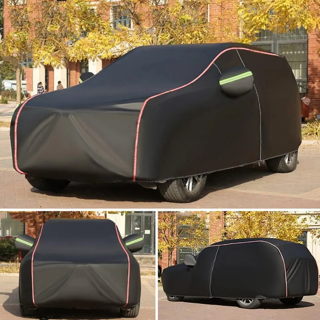 WOLWES Car Cover are Suitable for Citroen C5 X All-Weather Windproof, Snowproof, Rainproof, UV-Protected and Breathable All-Season Universal with Side Door Zip Oxford Cloth Car Cover (Color : Black)