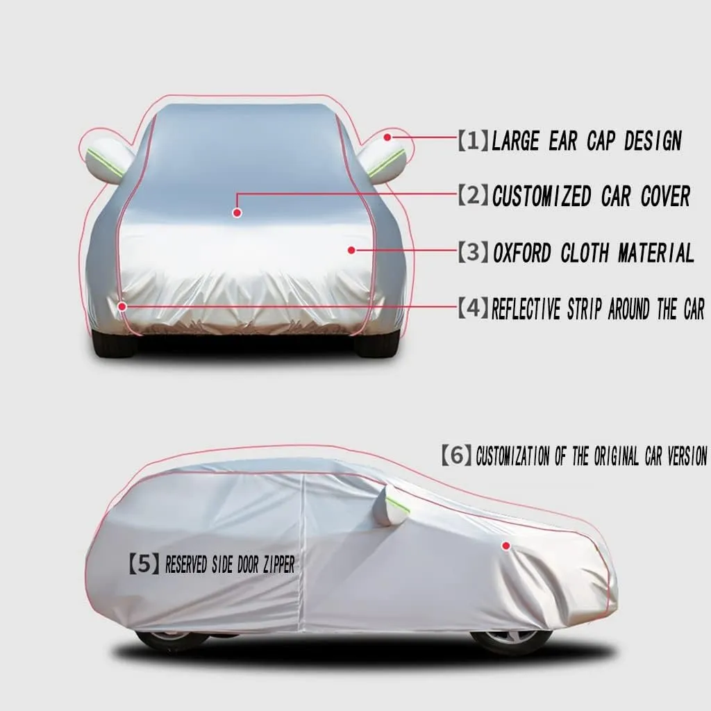 WOLWES Car Covers are Suitable for GMC Yukon AT4/Denali/SLE/SLT 1993-2024 All-Weather Windproof, Snowproof, Rainproof, UV-Protected and Breathable All-Season Universal with Side Door Zip Oxford Cloth